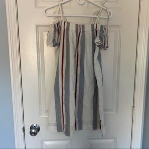 Striped Off the Shoulder Tie Dress